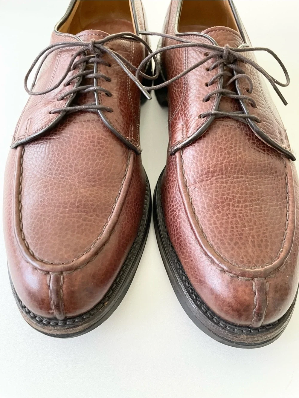Allen Edmonds Canton Derby Shoes in Pebble Leather Brown sz 9 B Vibram
